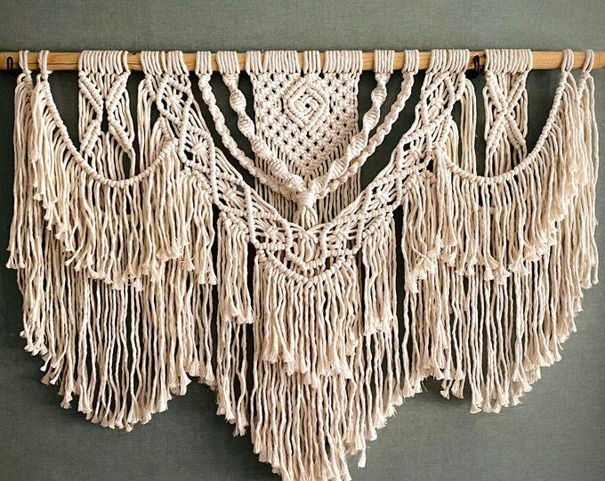 Handgemaakt wandkleed macrame wandhanger, Nieuw, Ophalen of Verzenden, 47 cm, 120 cm