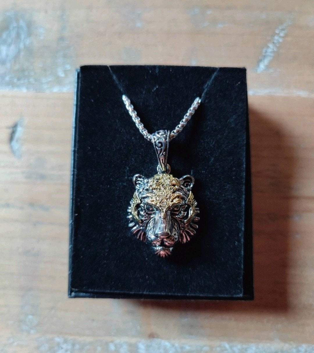 Nieuwe Tijger Hoofd Ketting - Zilver en Goudkleurig, Nieuw, Ophalen of Verzenden, Zilver, Overige materialen