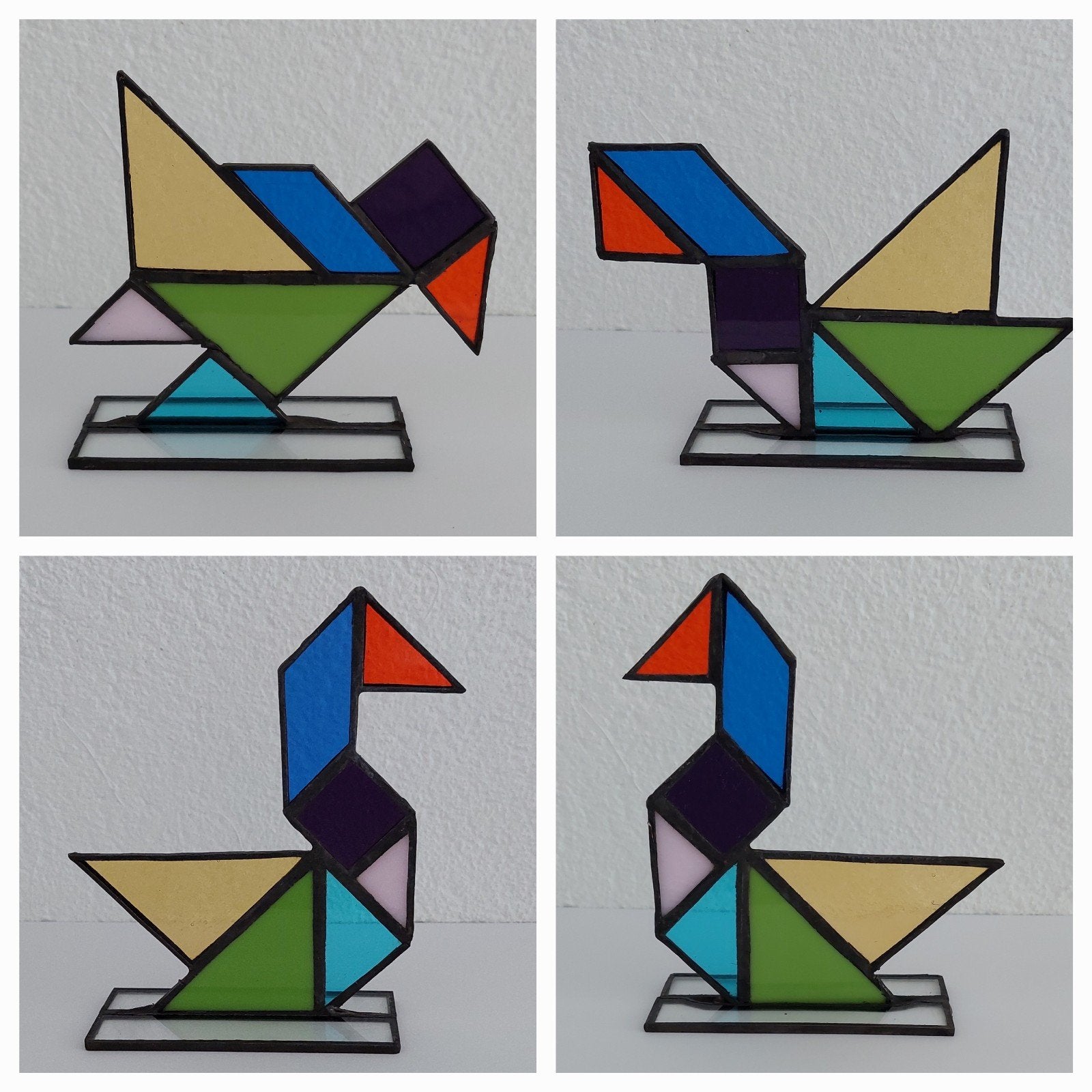 Tangram Vogels - Glasminiatuur - glas in lood - tiffany, Ophalen of Verzenden, Nieuw