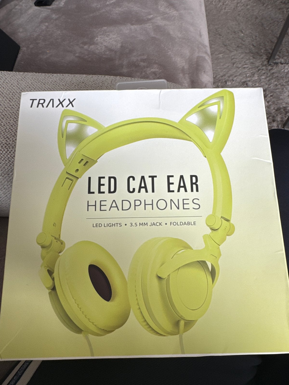 TRAXX LED Cat Ear Hoofdtelefoon - Groen, Nieuw, Over-ear, Groen, Inklapbaar