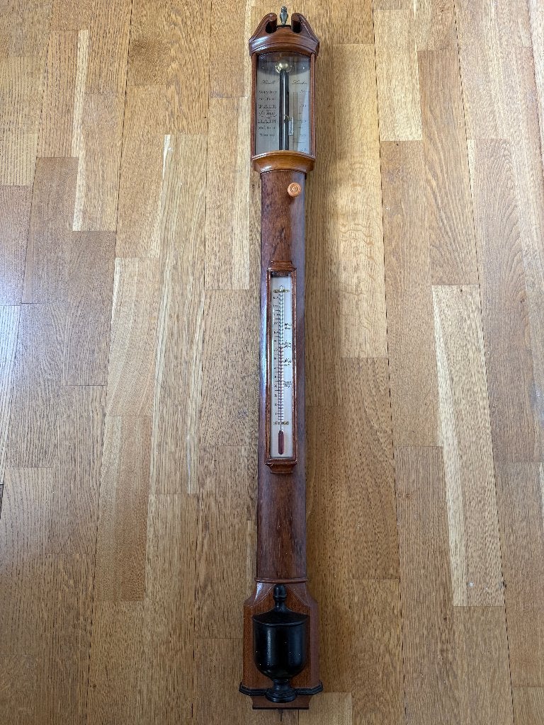 Antiek Engelse kwikbarometer met thermometer van Roselli, Ophalen, Gebruikt, Weerstation