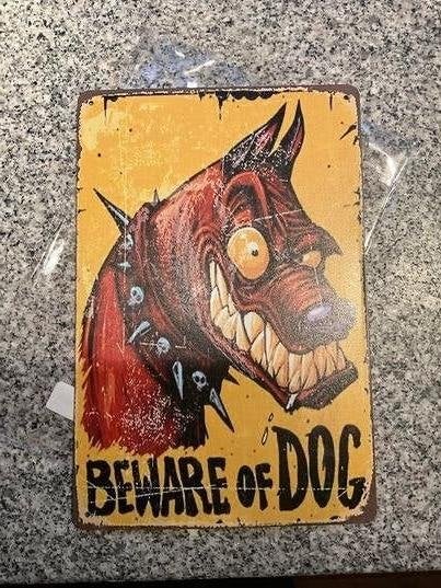 metalen bordje van Beware of Dog Hier waak ik bordje, Metalen bordje van Beware of Dog Hier waak ik bordje, Nieuw, Ophalen of Verzenden