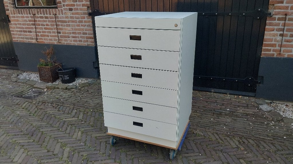 witte lade kast, 75 cm of meer, 100 tot 150 cm, Zo goed als nieuw, 3 of 4 laden