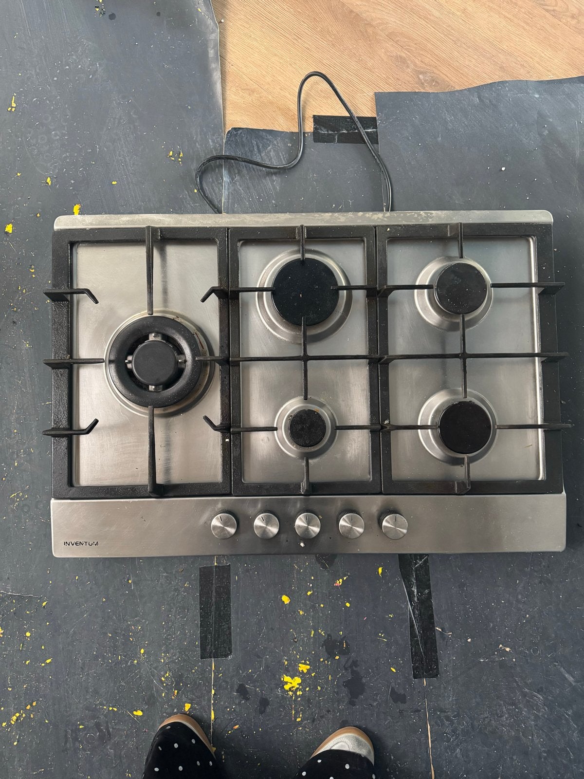 Inventum 5-pits gasfornuis - RVS, Ophalen, Gebruikt, Inbouw, Gas