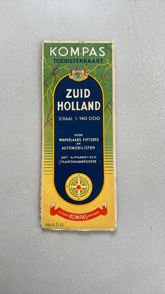 Kompas toeristenkaart zuid-holkand, Gelezen, Ophalen of Verzenden, Landkaart, 1800 tot 2000