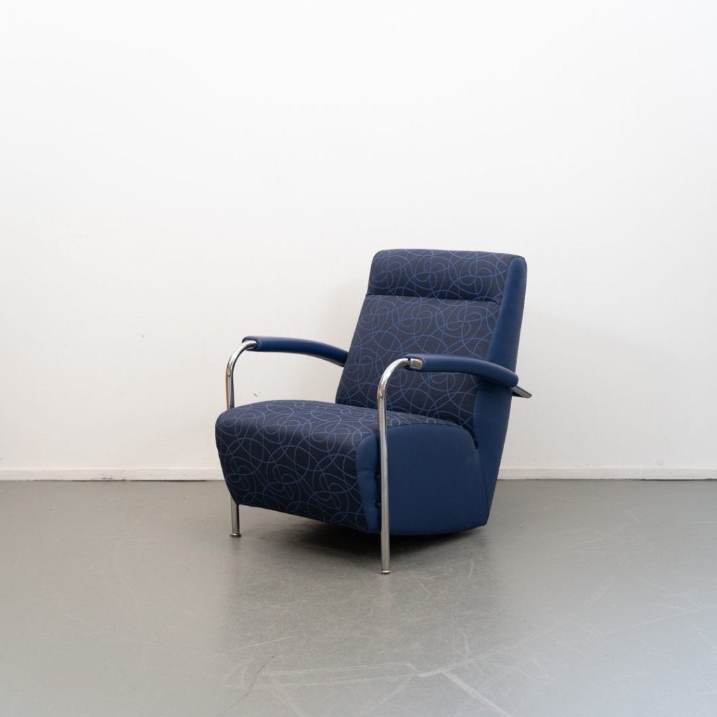 Leolux Scylla Hoog Fauteuil Blauw Stof, Niet ingevuld, Zo goed als nieuw, Niet ingevuld, Niet ingevuld