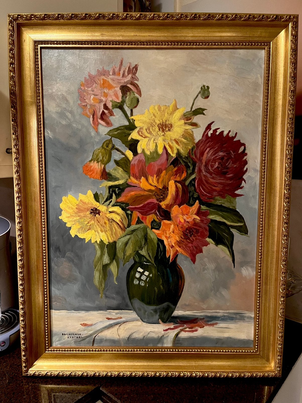 Prachtige groot olieverf bloemen stilleven schilderij, Ophalen