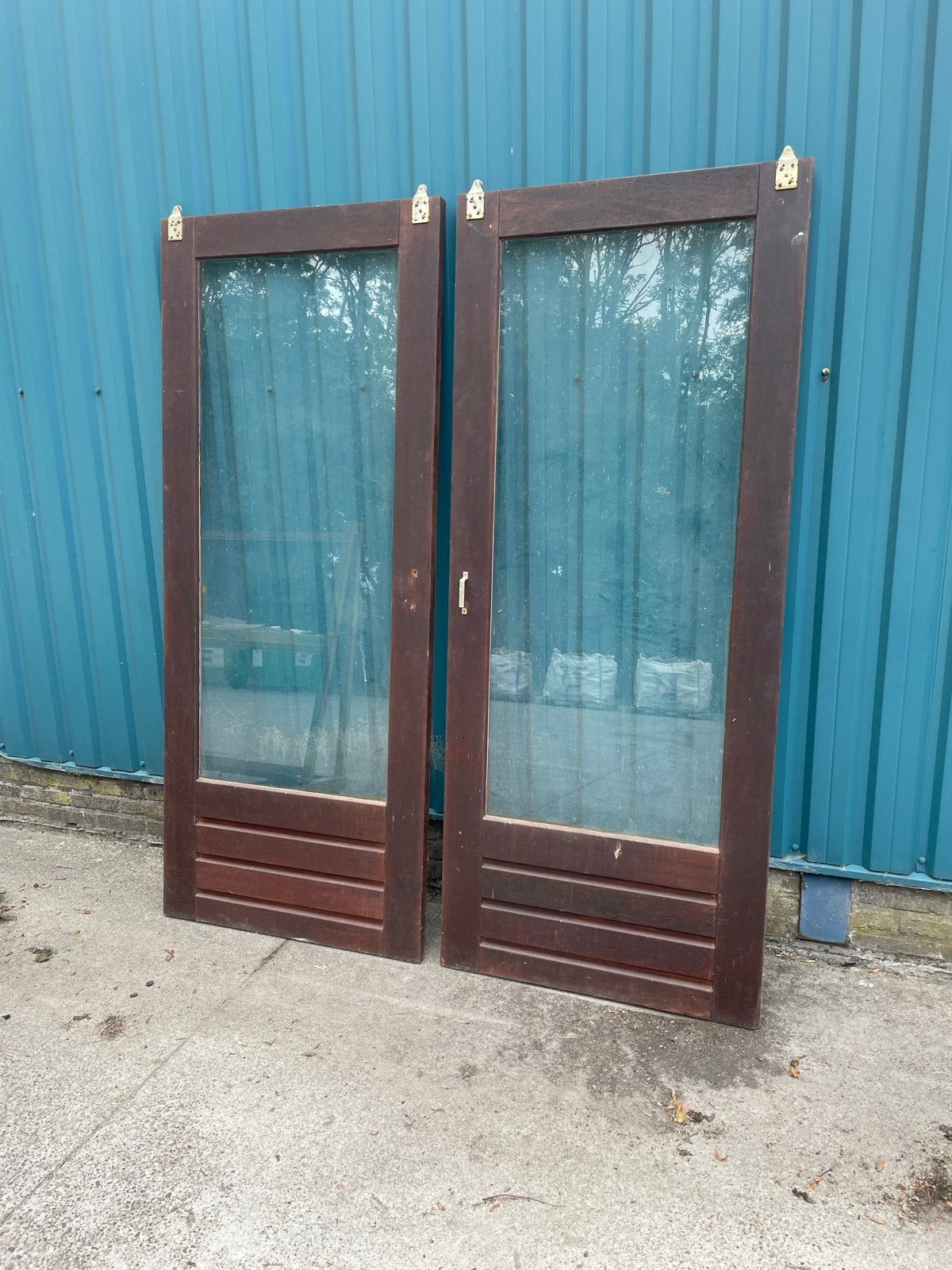 Set van 2 houten deuren met glas, Ophalen, Gebruikt, 80 tot 100 cm, Binnendeur