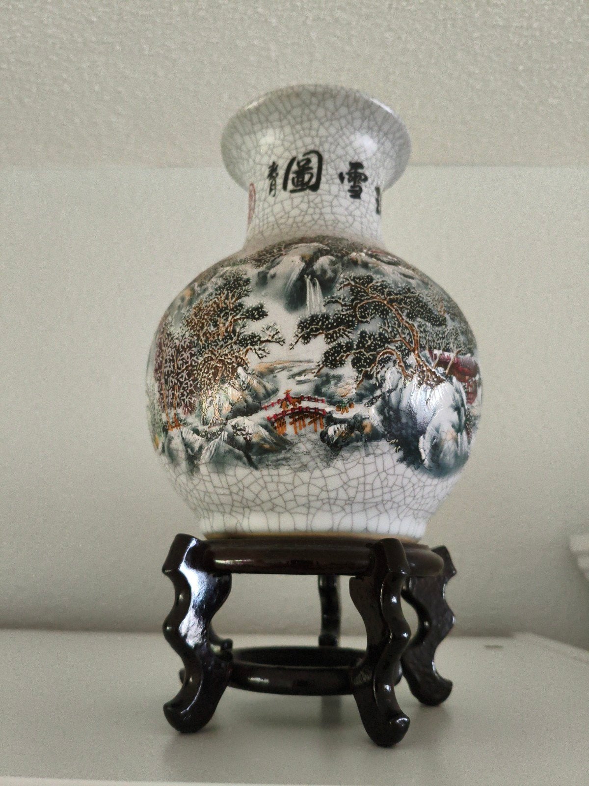 Antieke Chinese vaas met craquelé en landschap, Antiek en Kunst, Antiek | Vazen, Ophalen