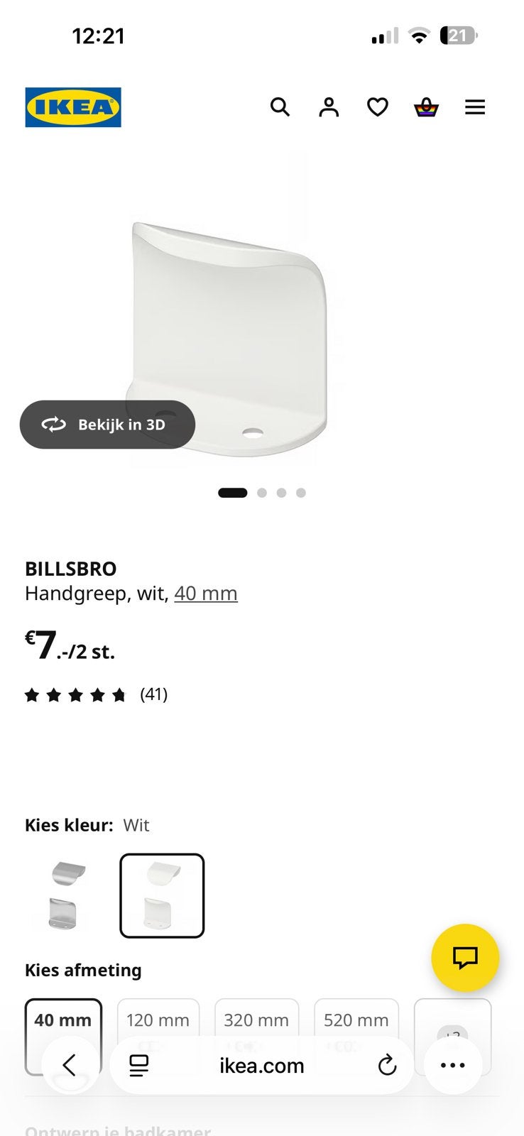 10x Nieuwe IKEA BILLSBRO Handgrepen 40mm, Huis en Inrichting, Ophalen, Nieuw