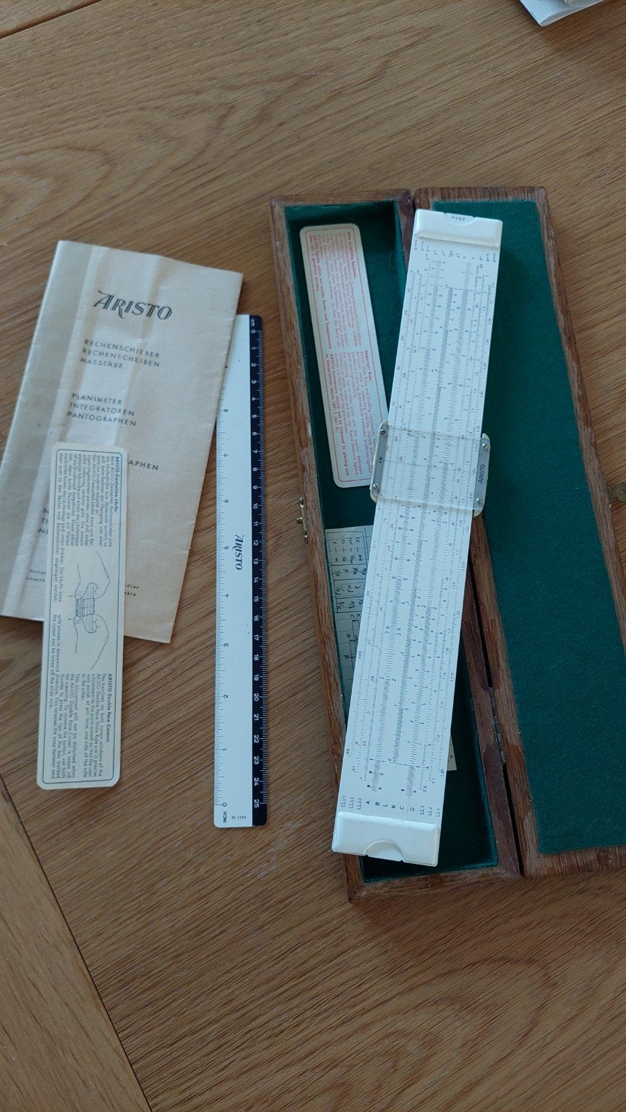 Aristo rekenliniaal met originele doos en handleiding, Ophalen