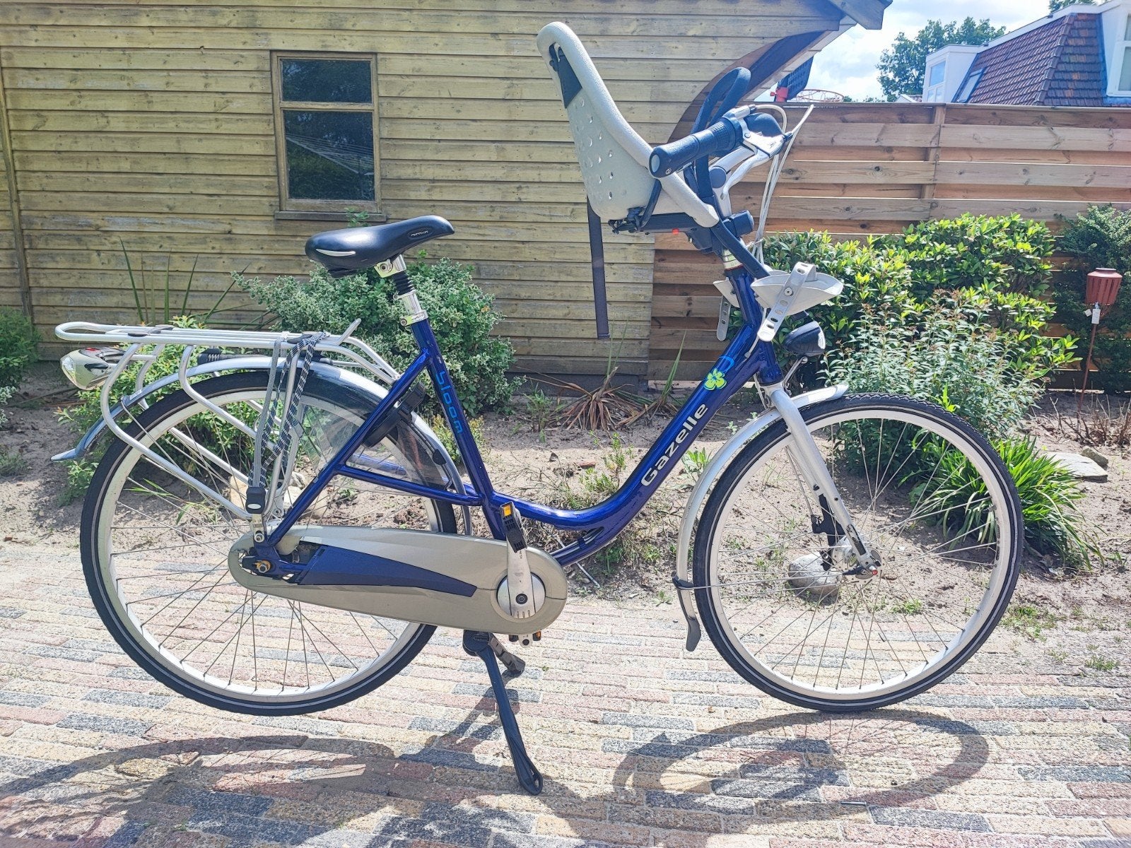 Gazelle bloom mamafiets met yepp kinderzitje, Fietsen en Brommers, Fietsen | Dames | Damesfietsen, Ophalen, Terugtraprem, 56 cm of meer