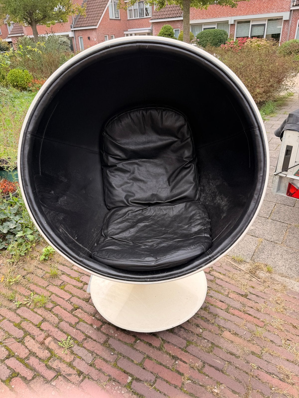 Vintage Space Age Ball Chair – Wit/Zwart, Ophalen, Kunststof, Gebruikt, Wit