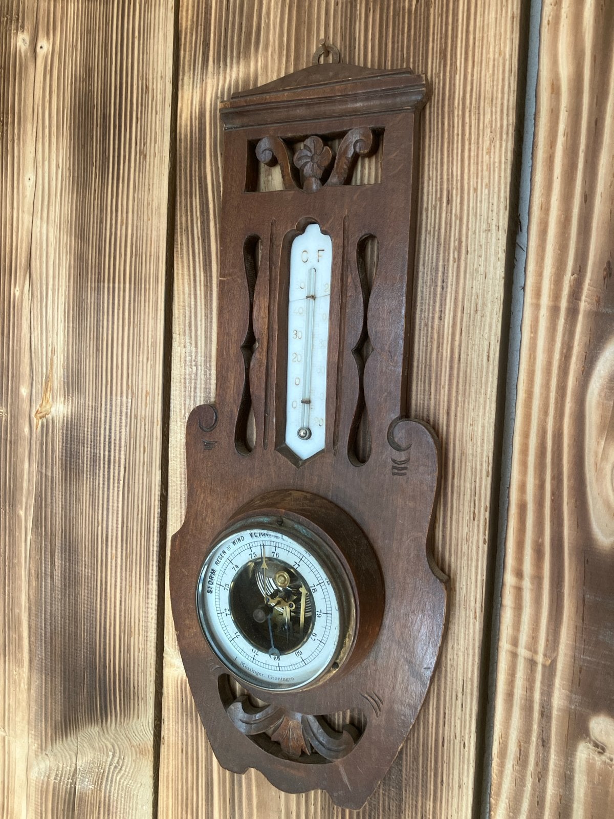 Antieke Barometer en Thermometer - J. Mössinger Groningen, Ophalen, Gebruikt, Barometer