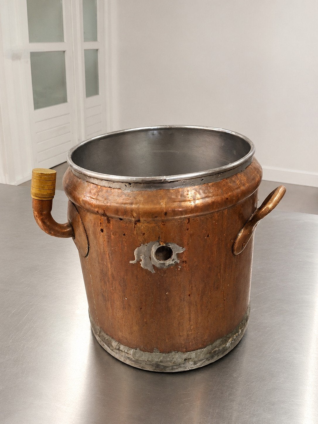 Koperen ketel au bain marie pan 30 liter, Ophalen, Gebruikt, Koper