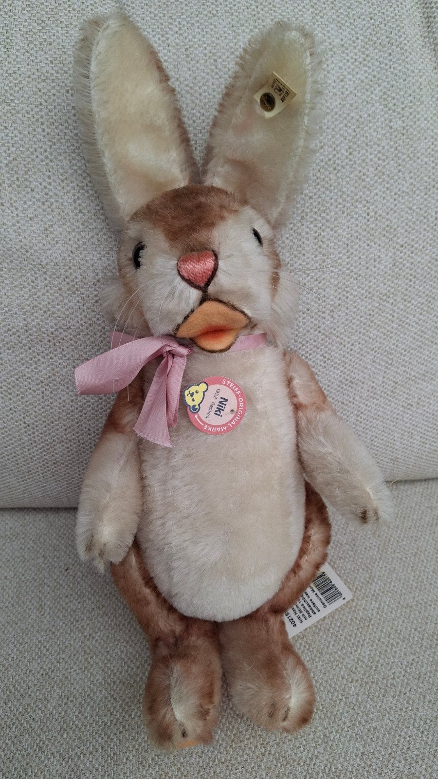 Steiff Niki Hase 35 - Replica 1952, Met geluid, Konijn, Ophalen of Verzenden, Zo goed als nieuw