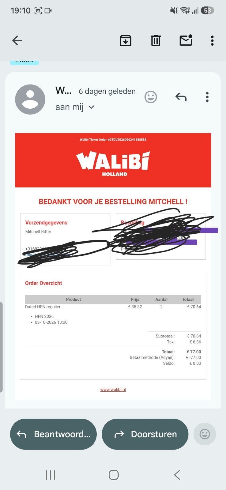 walibi fright nights 2026 3 okt 2x kaarten, Tickets en Kaartjes, Twee personen, Oktober
