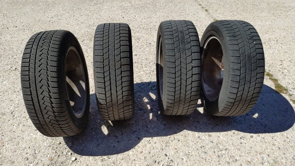 4X Continental winterbanden op velg 235/55 R 18, Ophalen, 18 inch, Gebruikt, Banden en Velgen