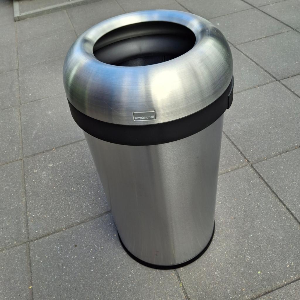 Simplehuman prullenbak rvs 60 liter  ophalen niet verzenden, 50 tot 75 cm, 40 liter of meer, Ophalen of Verzenden, Zo goed als nieuw