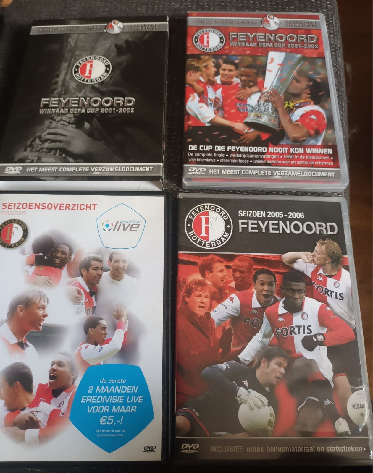 Feyenoord 2 DVD'S + dubbel DVD Winnaar UEFACUP VG+, Ophalen of Verzenden