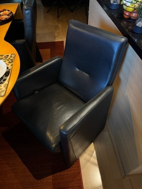 6 x eetkamerstoelen (echt leder), Ophalen, Gebruikt, Zwart, Leer