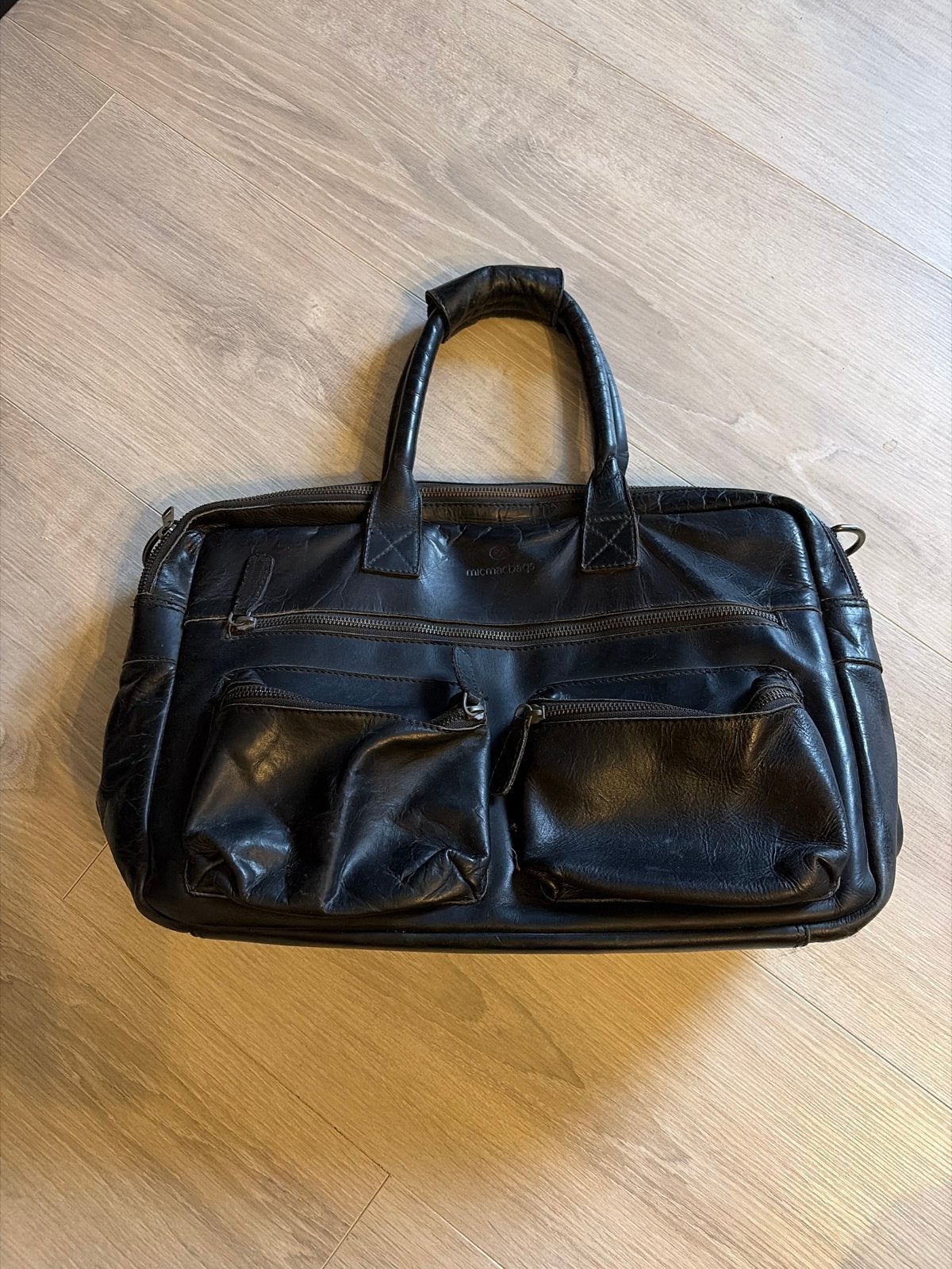 Micmacbags Schooltas Zwart Leer, Ophalen, Gebruikt, Zwart, Overige typen