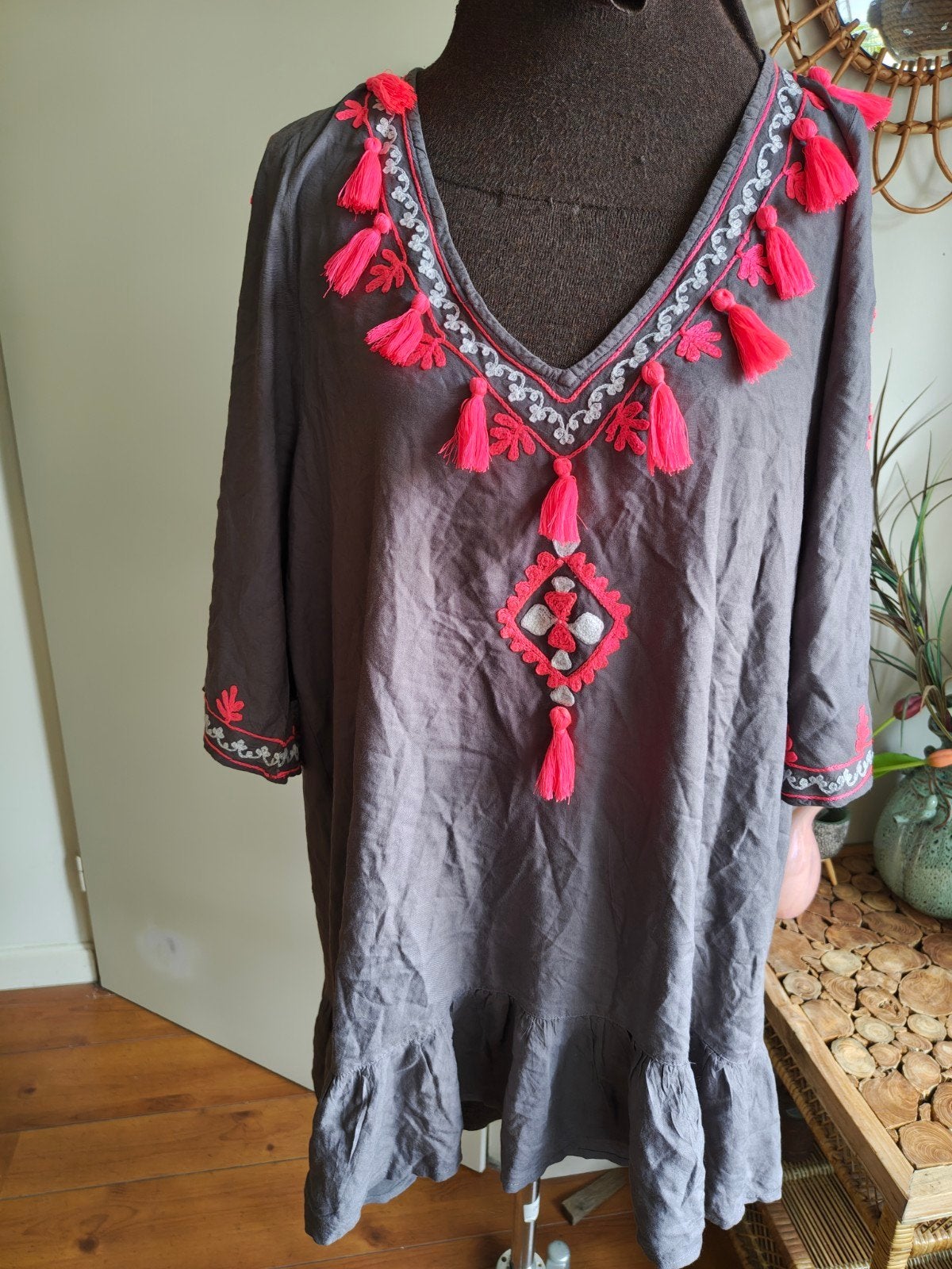 tuniek Ibiza boho stijl maat m l, Ophalen of Verzenden, Gedragen, Maat 46/48 (XL) of groter, Overige kleuren