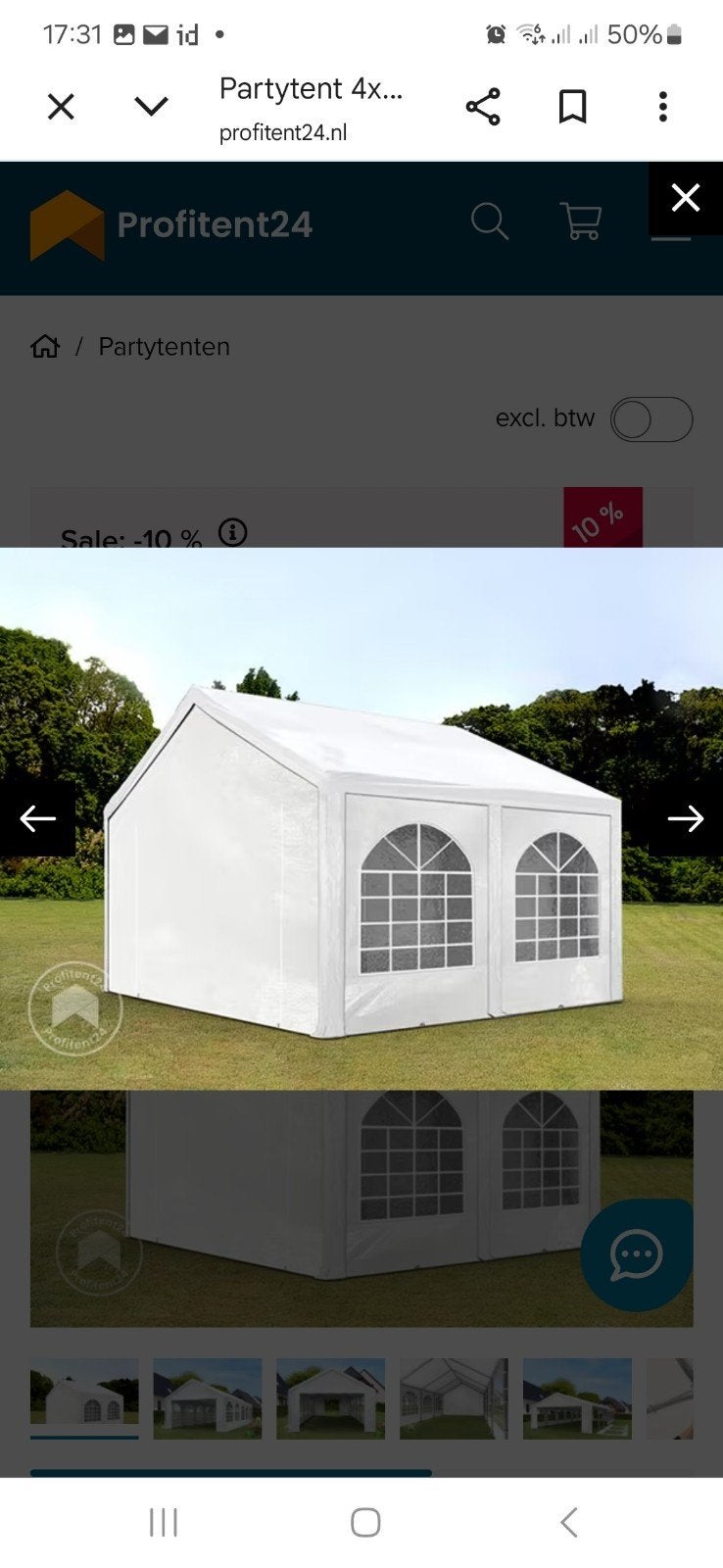 Partytent 4x5 meter, Ophalen, Gebruikt, 4 tot 6 meter, 2 meter of meer