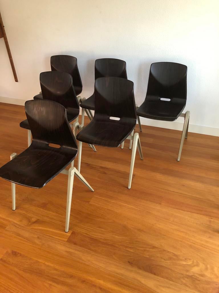 Set van 6 Galvanitas S22  stoelen - Vintage design, Huis en Inrichting, Stoelen, Gebruikt, Vijf, Zes of meer stoelen, Hout, Bruin
