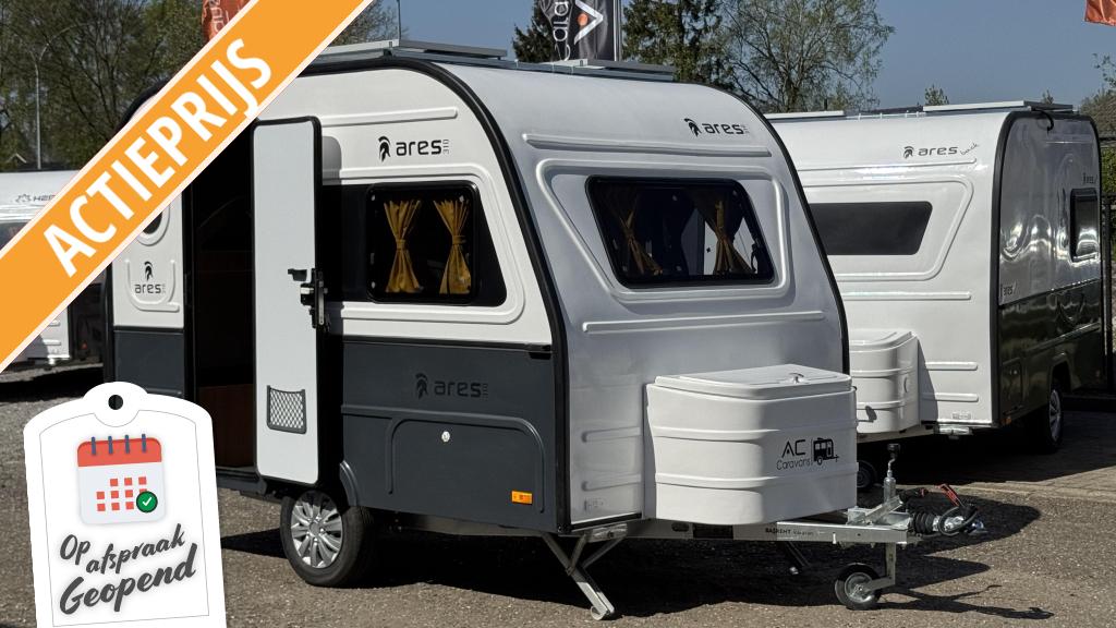 AC CARAVANS ARES 310 -GRIJS -NIEUW -4 PERSOONS -710KG -ALKO, Caravans en Kamperen, Caravans, Overige merken, Koelkast, Bedrijf