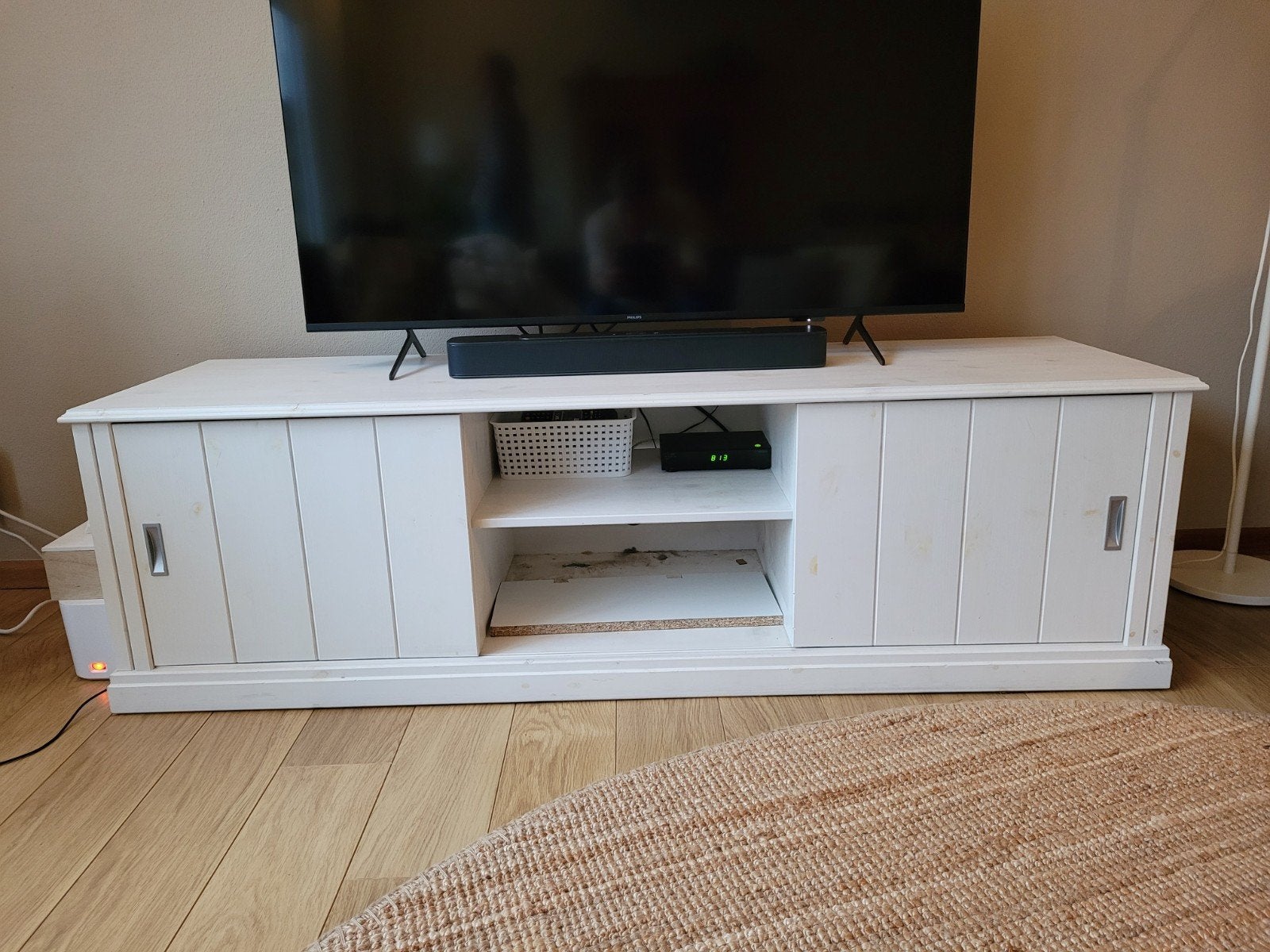 TV kast. Wit., Ophalen, Gebruikt, 150 tot 200 cm, Minder dan 100 cm