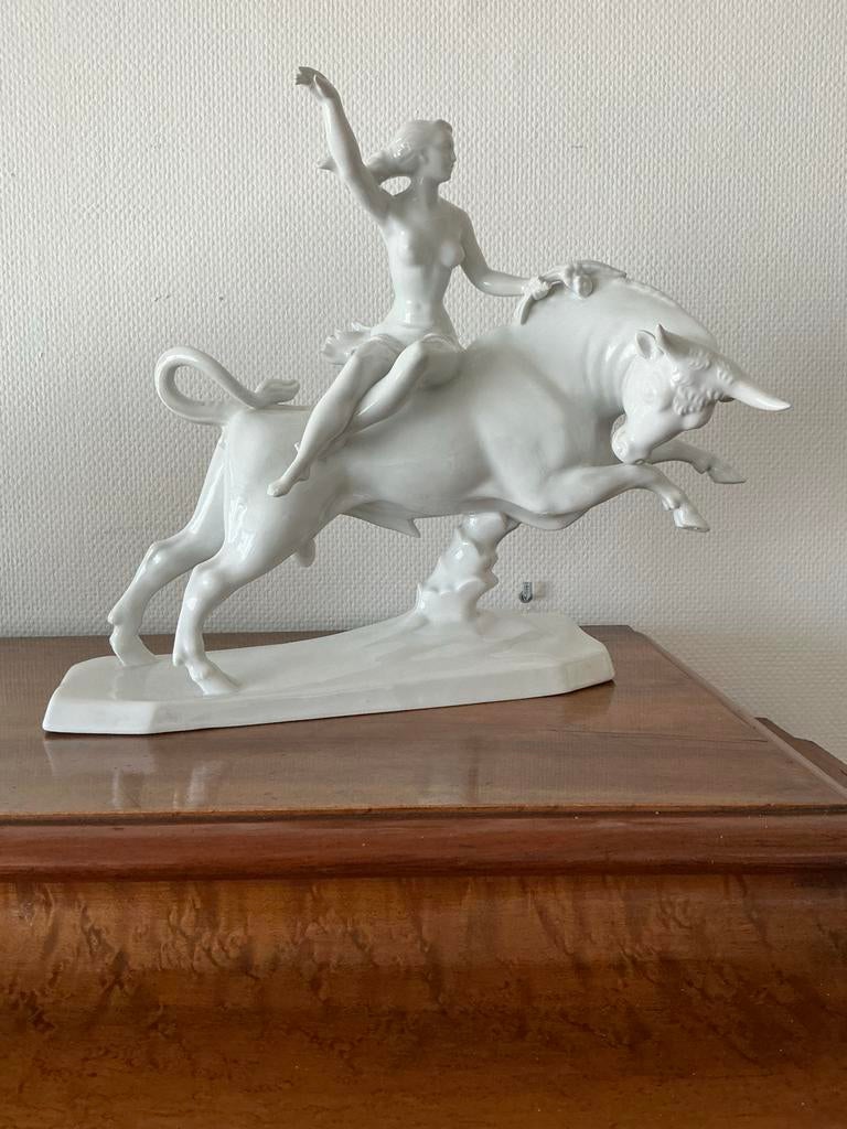 ✨Uiterst Zeldzaam ❗️Herend Beeld:  (Europa en de Stier), Antiek en Kunst, Verzenden, Scène, Beeld, 20 - 50 cm