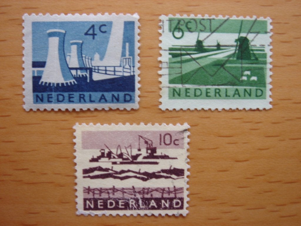 Landschappen 3x NVPH 792, 793 en 794     Gestempeld, Ophalen of Verzenden, Na 1940, Gestempeld