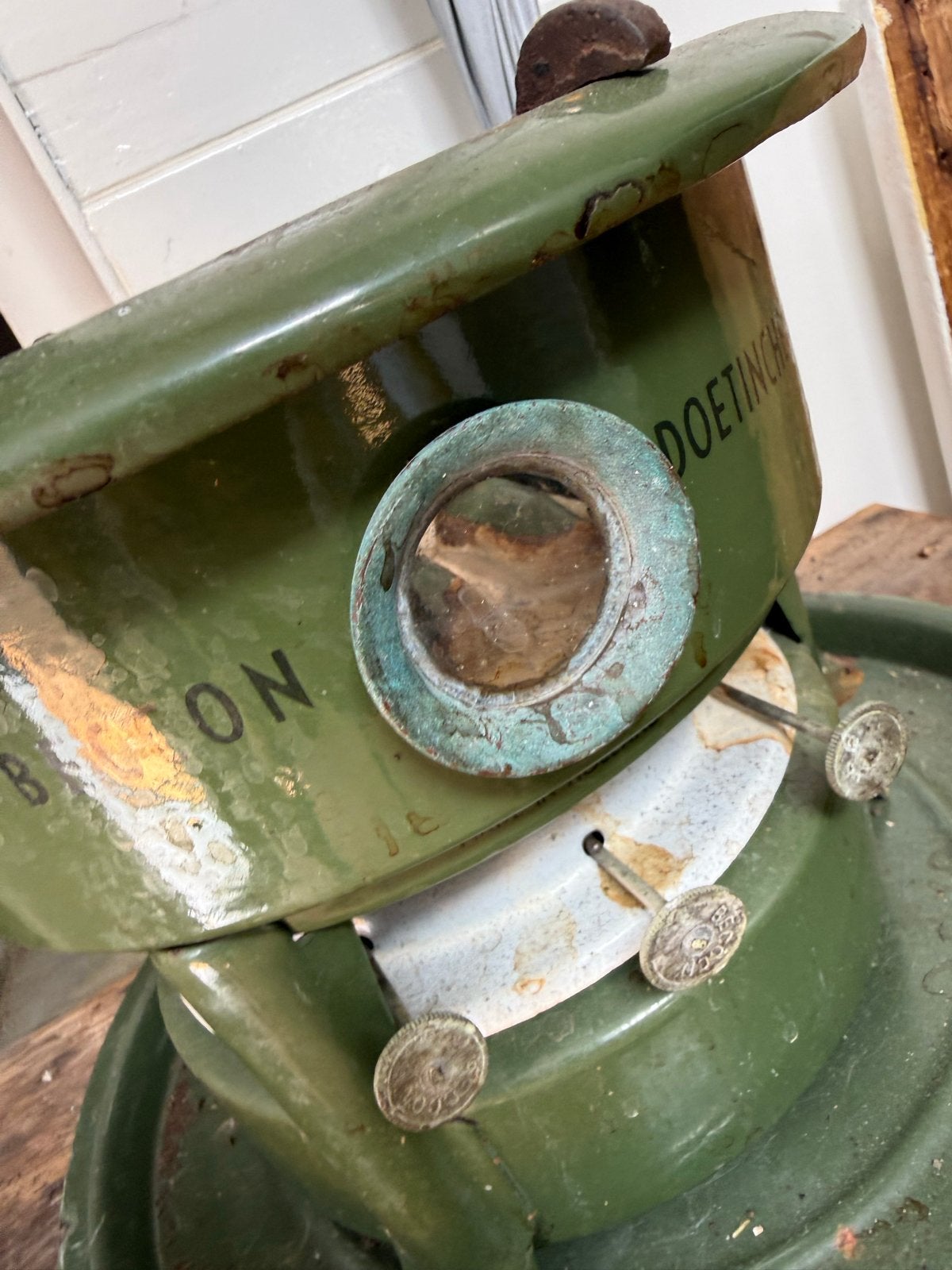 Vintage Beccon Petroleum Kooktoestel - Groen Emaille, Ophalen