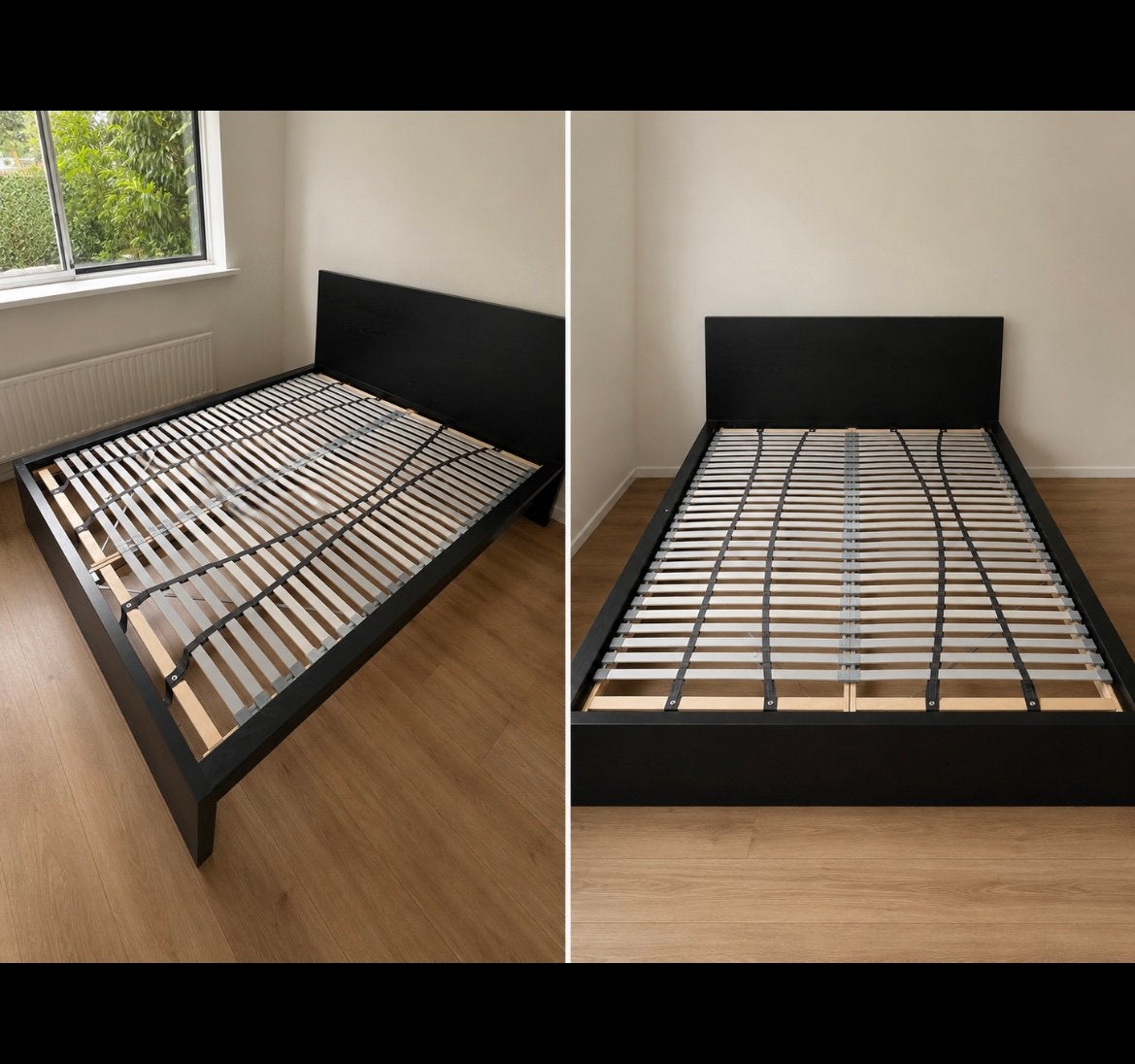 IKEA bedframe 160x200 met 2 opberglades - goede staat, Ophalen, Zwart, Tweepersoons, Zo goed als nieuw