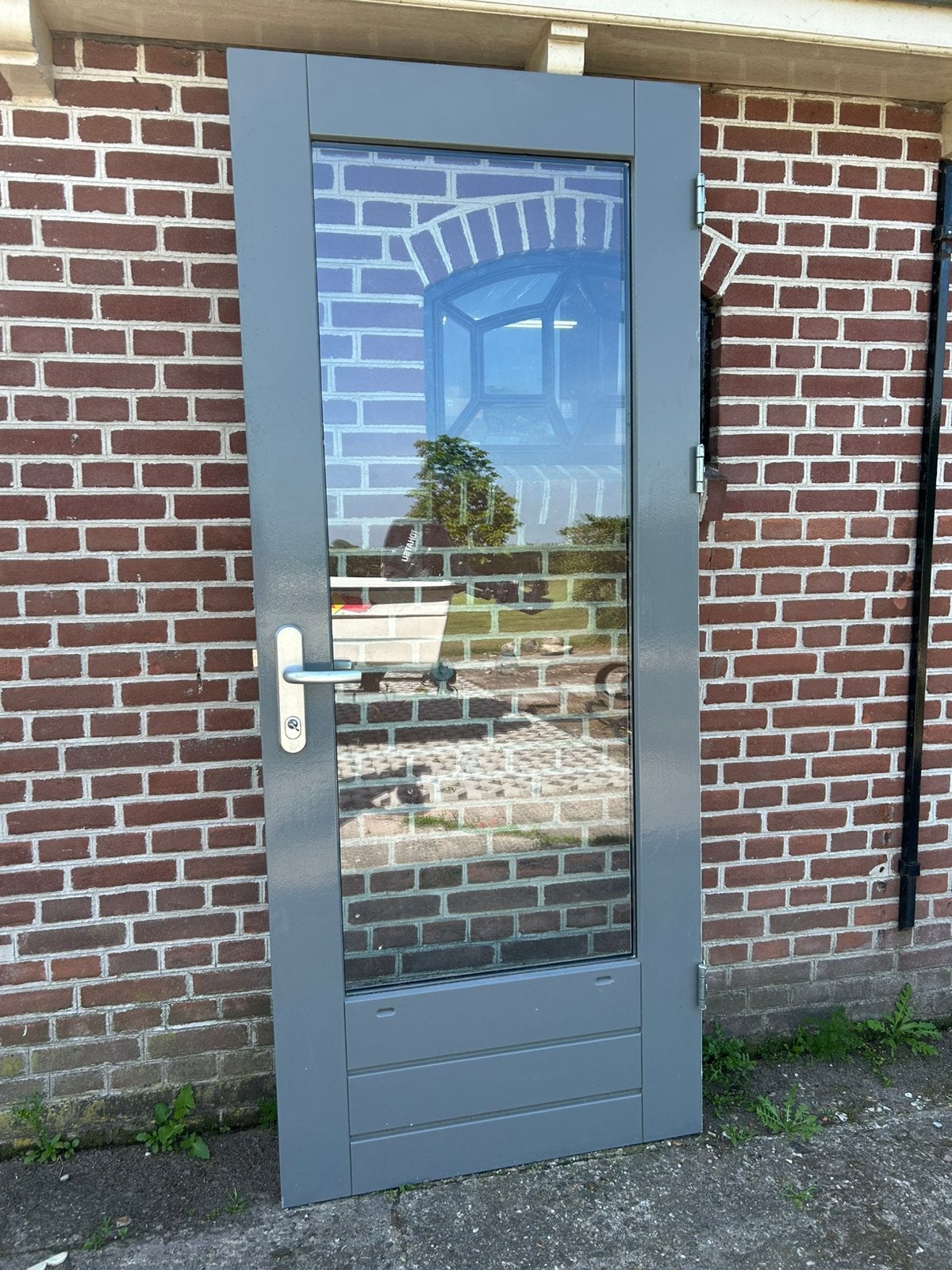 Hardhouten achterdeur 87,5x210,5cm., Ophalen, 80 tot 100 cm, 200 tot 215 cm, Glas