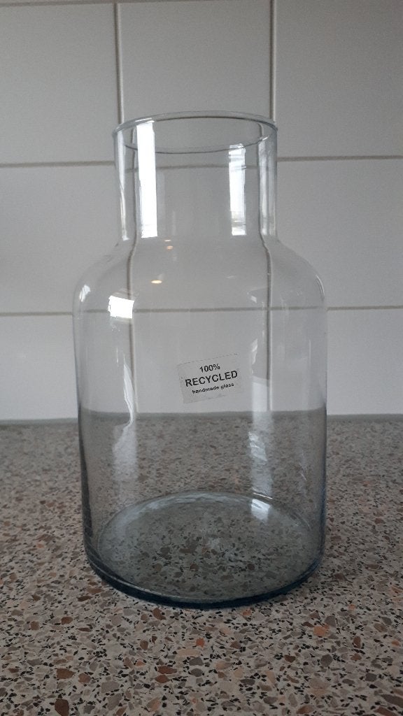 Glazen vaas met nek, Ophalen, Transparant, 25 cm, Gerecycled glas