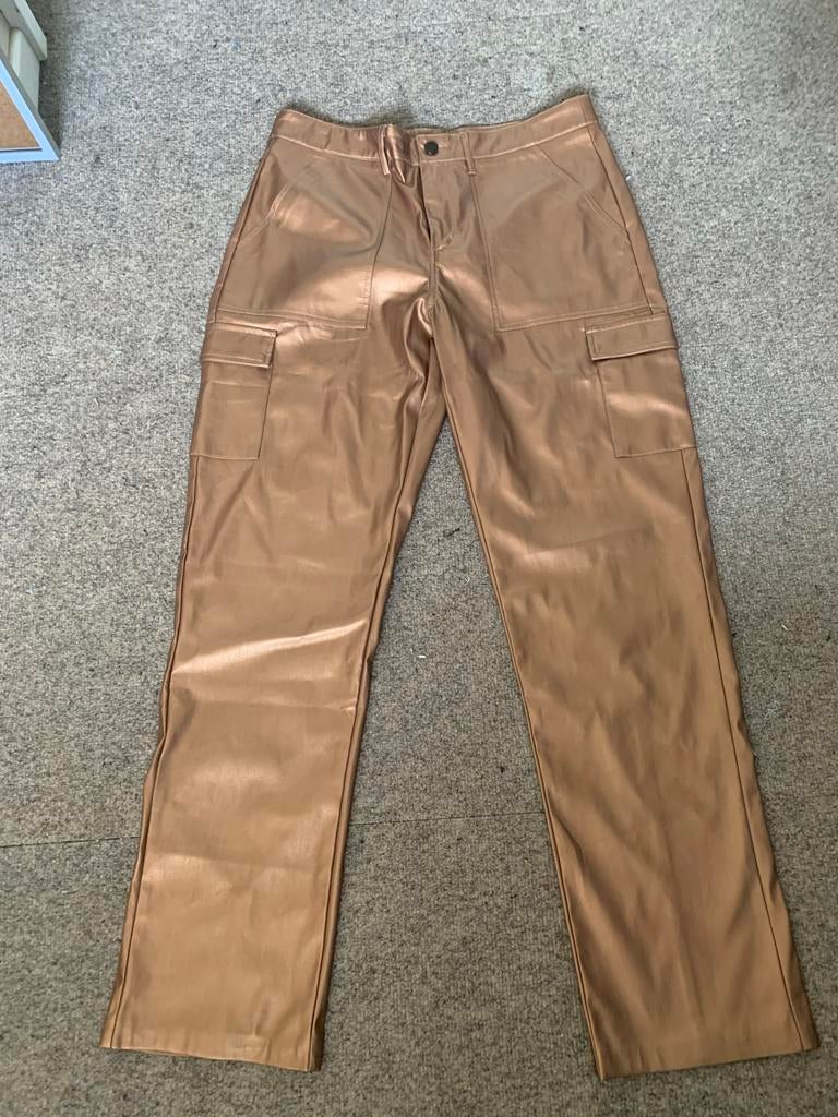 EsQualo Metallic Cargo Broek - Nieuw met kaartje, Kleding | Dames, Broeken en Pantalons, Maat 38/40 (M), Beige, Nieuw, Ophalen of Verzenden