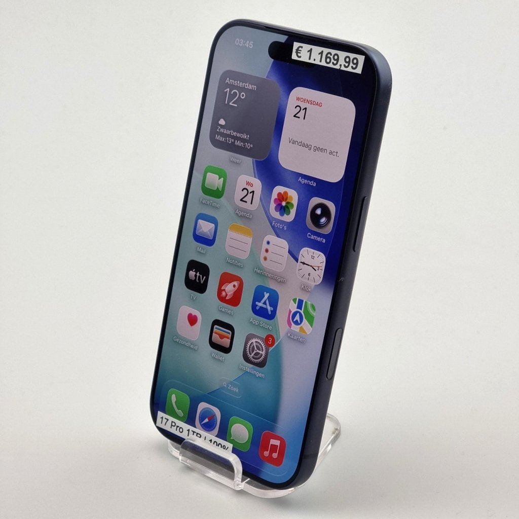 iPhone 17 Pro 1TB Blauw | Accu: 100% | Apple Garantie, Apple, Zo goed als nieuw, Support@apple.com, One Apple Park Way
Cupertino, CA 95014
United States
