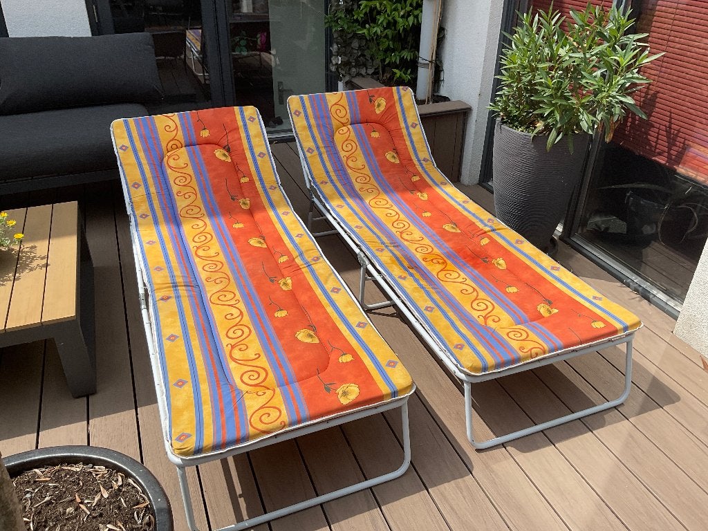 Strandbed, Tuin en Terras, Ligbedden, Zo goed als nieuw, Metaal, Inklapbaar, Verstelbaar, Ophalen