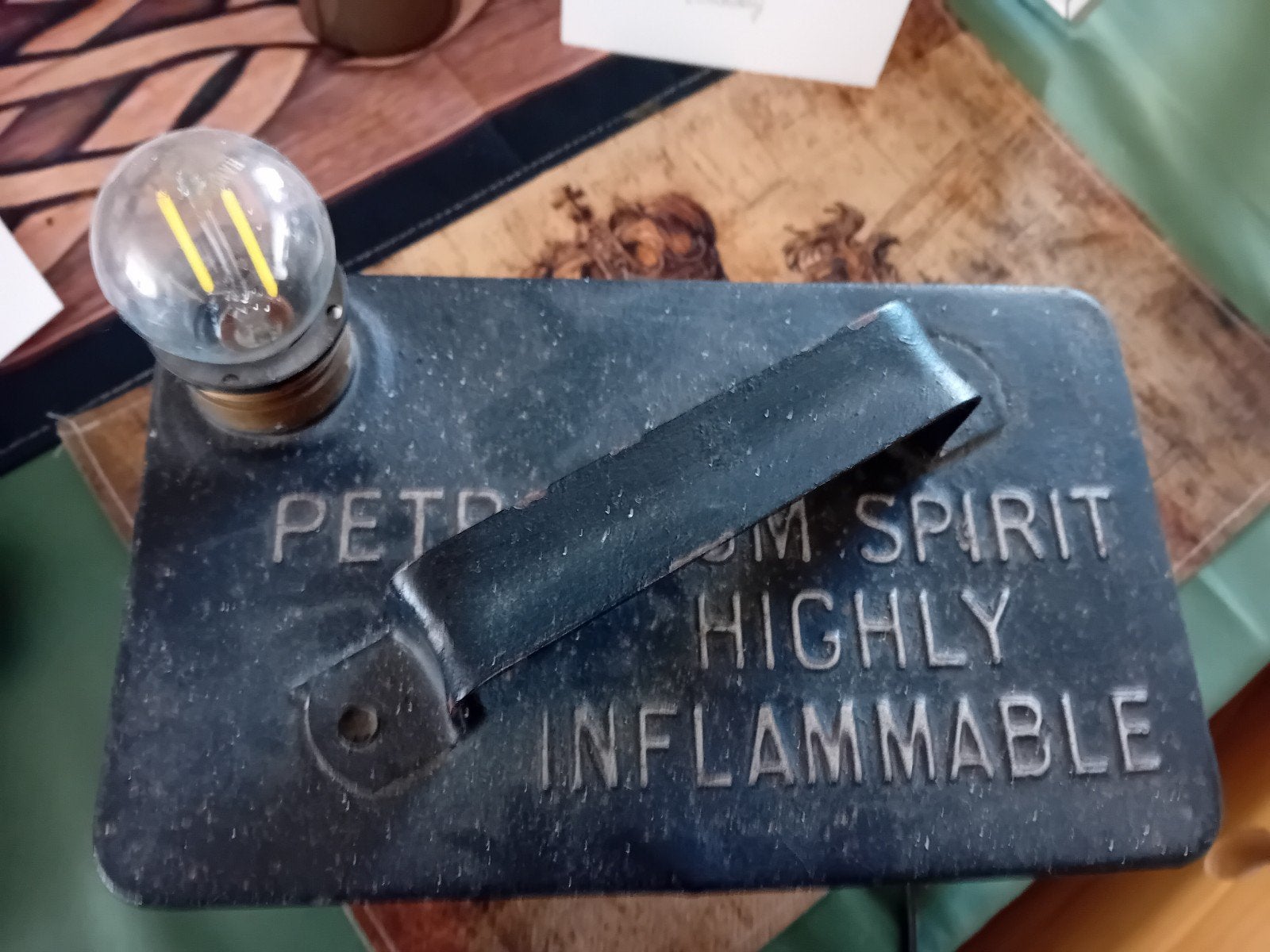 Unieke vintage petroleumlamp - industriële stijl, Ophalen of Verzenden