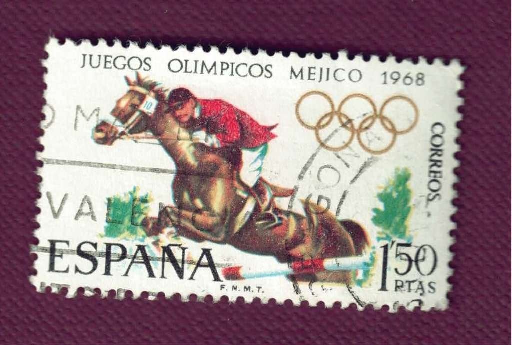 Fauna - Dieren - Paarden - Spanje - Ol.Sp. Mexico '68 - gebr, Ophalen of Verzenden, Gestempeld, Dier of Natuur