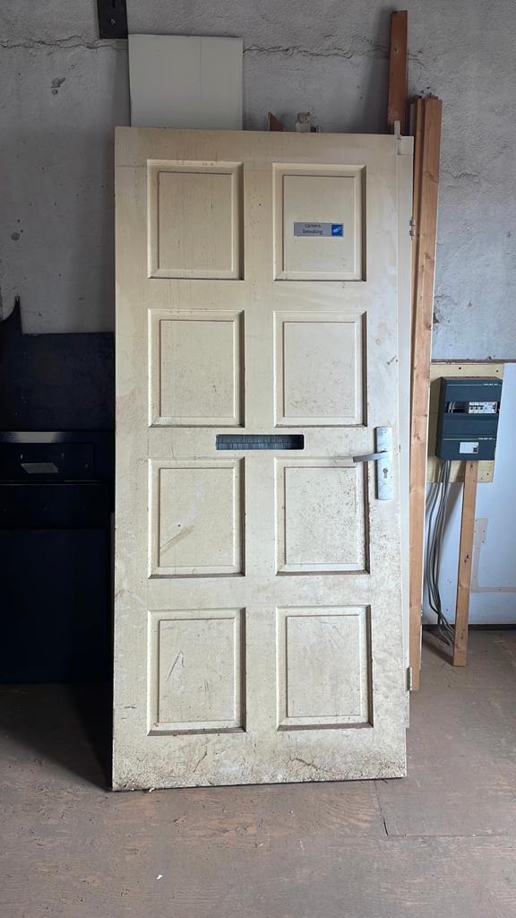 Gebruikte houten binnendeur met brievenbusopening, Ophalen, Gebruikt, 80 tot 100 cm, Binnendeur