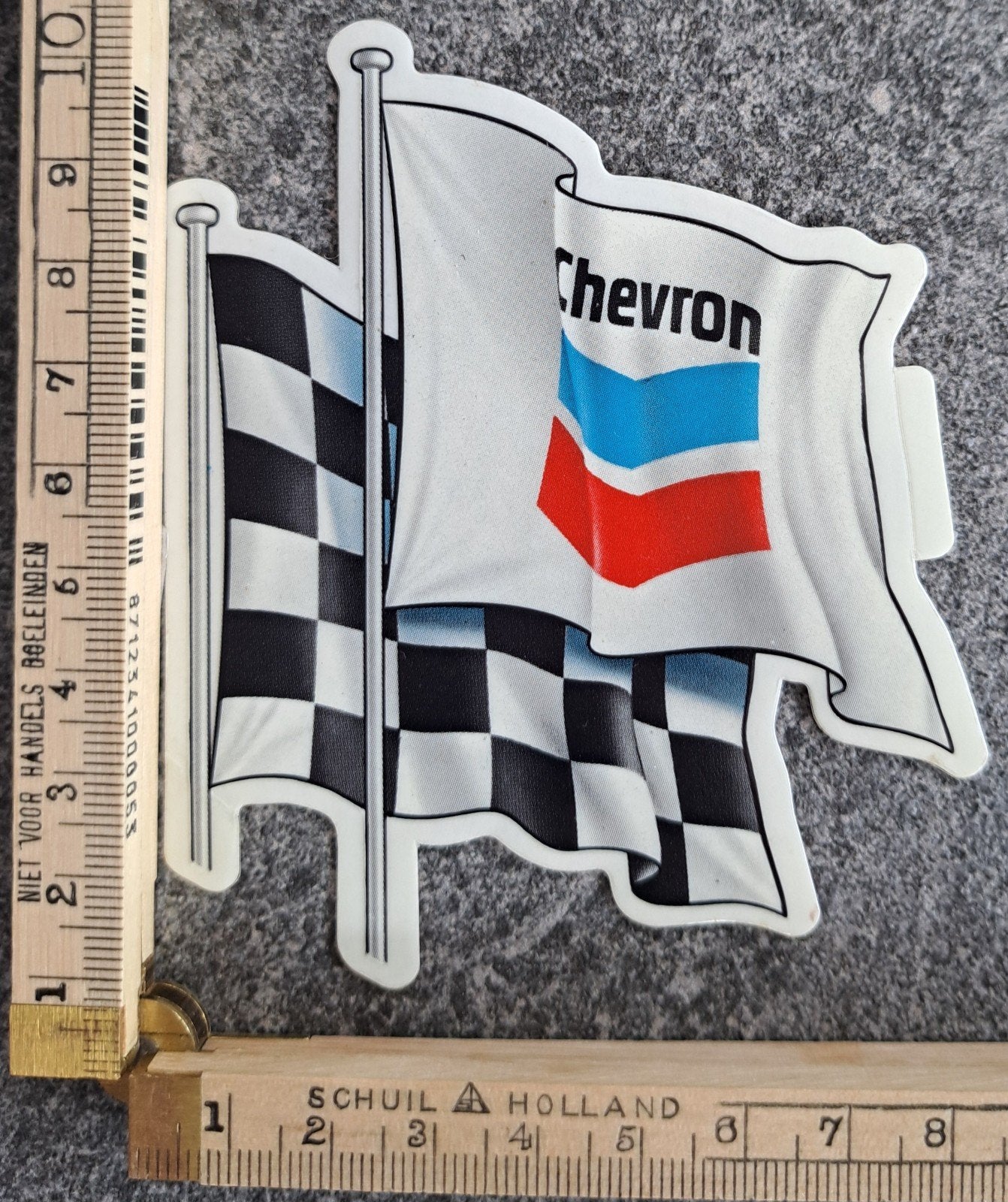 vintage sticker Chevron vlaggen finish vlag checkered flag, Ophalen of Verzenden, Zo goed als nieuw