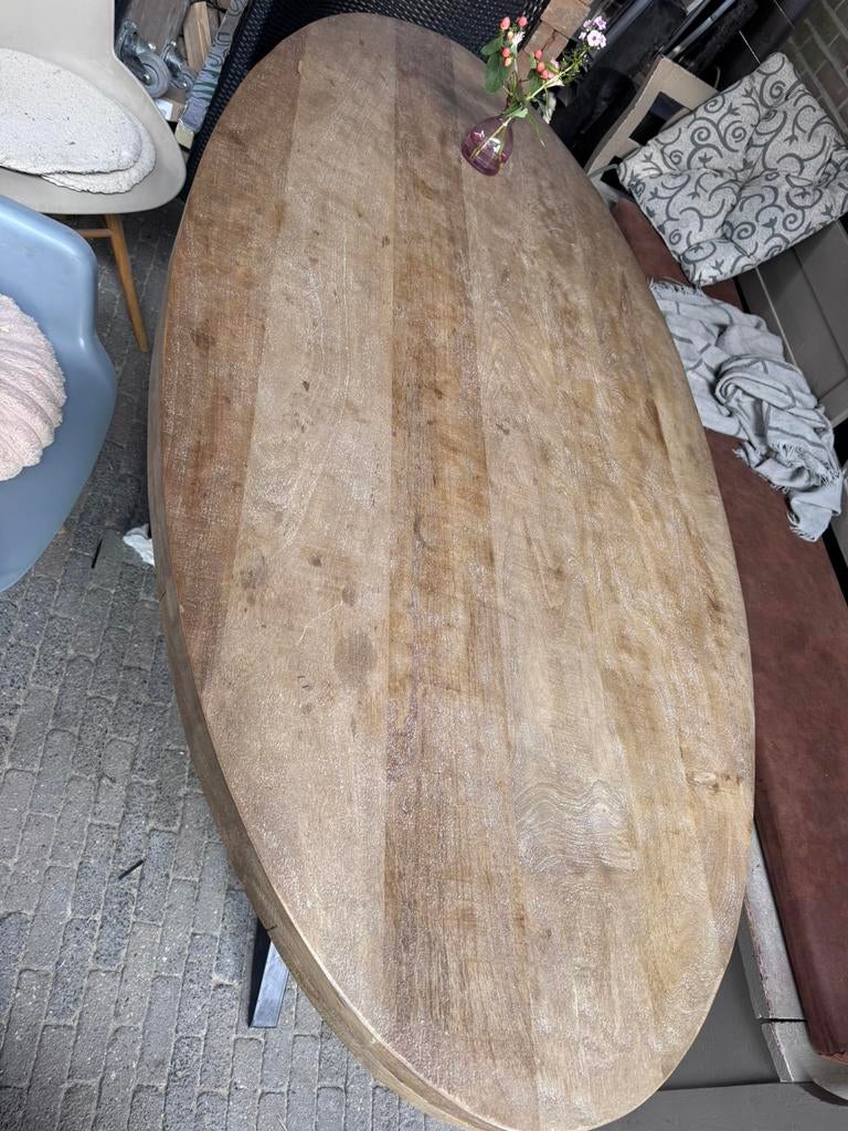 Eettafel ovaal, Huis en Inrichting, 200 cm of meer, 50 tot 100 cm, Zo goed als nieuw, Vijf personen of meer