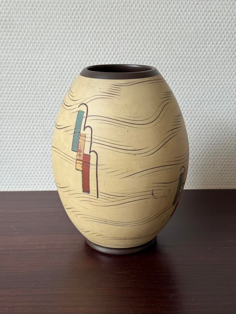 60s Vaas Sawa Ceramic, Keramieken Vaas, Bol Design, Retro, Antiek en Kunst, Antiek | Keramiek en Aardewerk, Ophalen of Verzenden