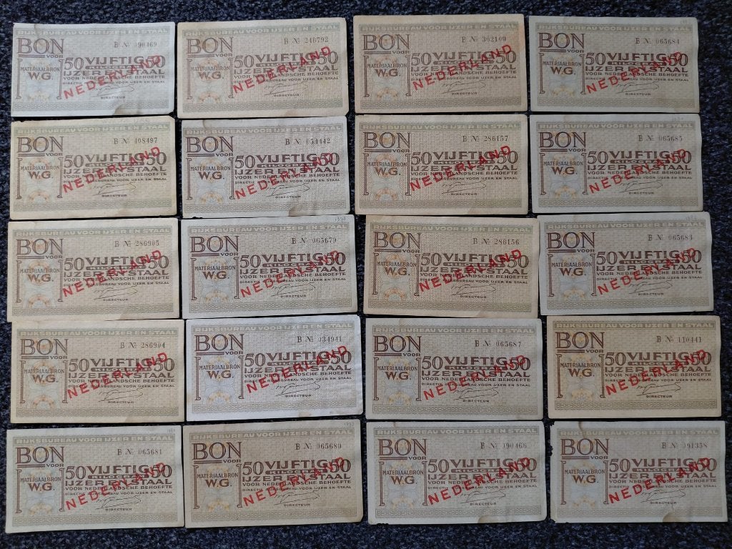 Materiaalbonnen ijzer en staal, oorlog,, Ophalen of Verzenden, Overige soorten, Nederland, Overige typen