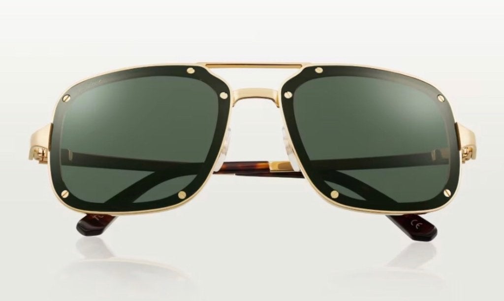 Zonnebril Cartier Santos Titanium Goud (CT0195S), Overige merken, Zonnebril, Overige kleuren, Ophalen of Verzenden
