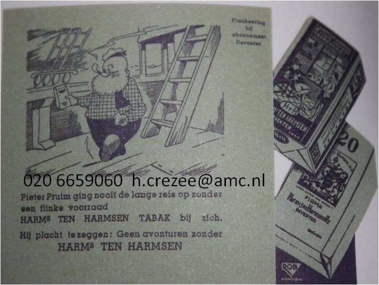 gezocht oud reclame folder harms ten harmsen tabak 1930 1940, Ophalen of Verzenden, Gelezen, Folder