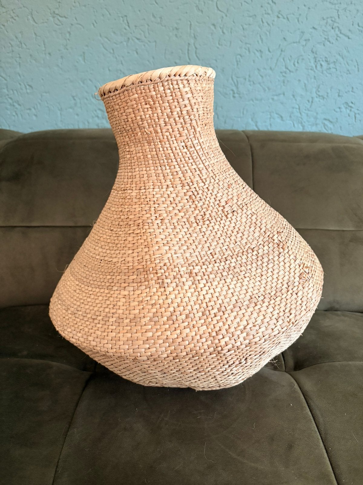 Vintage knoflook mand / Bulawayo basket – groot formaat, Ophalen of Verzenden, Zo goed als nieuw, Rond, Riet
